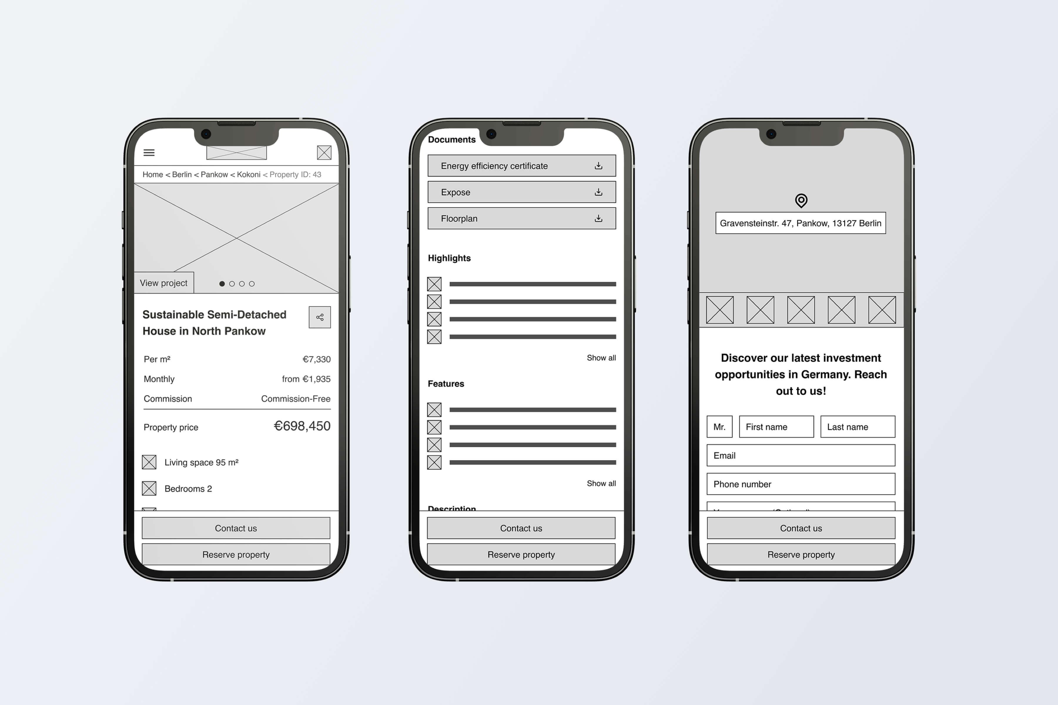 Unit page mobile prototype for Ziegert EverEstate
