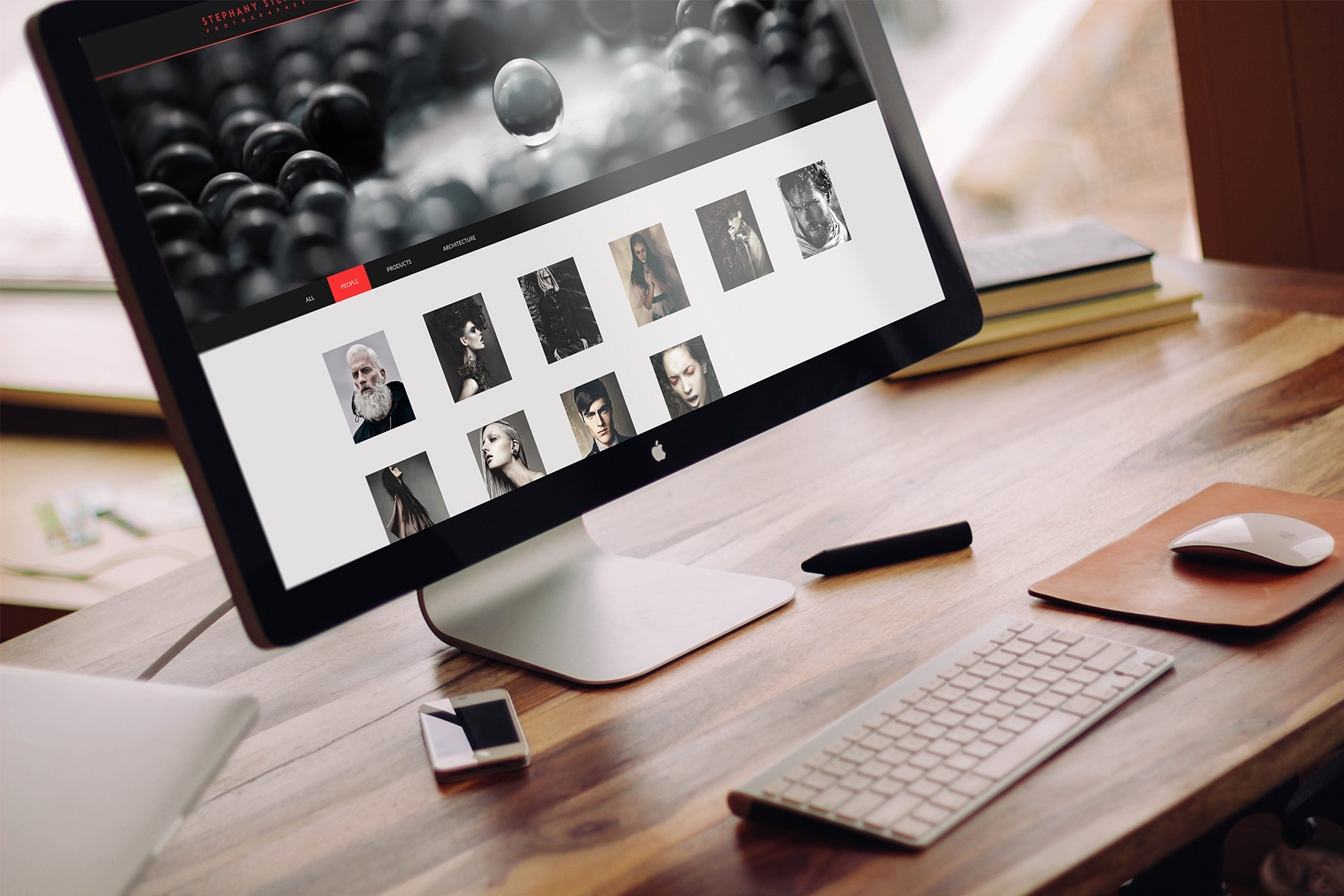 Desktop computer screen showing Stephany Stefan photography page