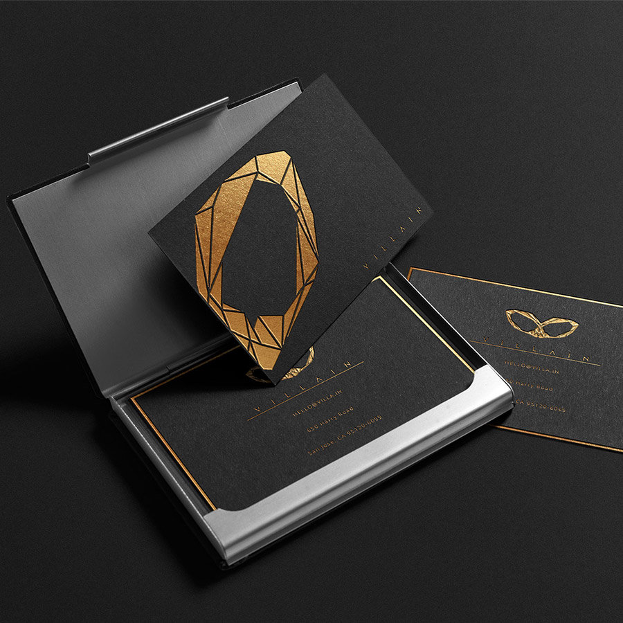 Villain business cards inside a box